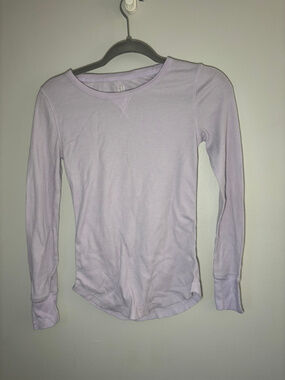 Gap Long Sleeve Waffle Knit Top Lavender XS